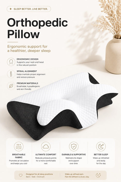 Contour Memory Foam Pillow – Ergonomic Neck & Shoulder Support Pillow