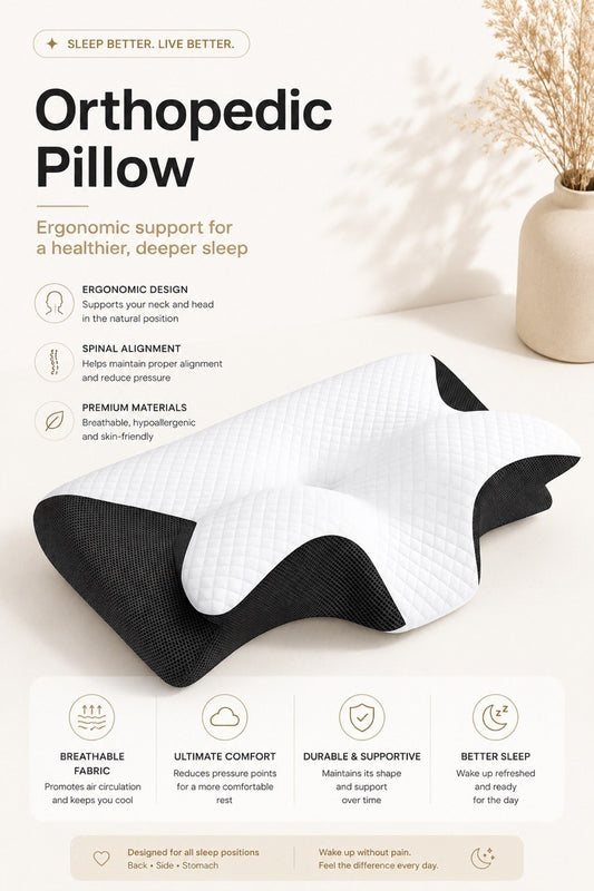 Contour Memory Foam Pillow – Ergonomic Neck & Shoulder Support Pillow