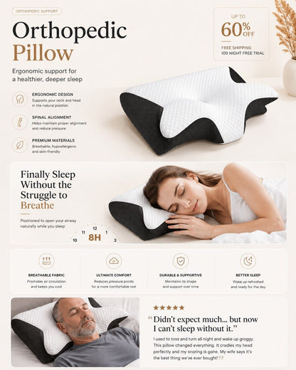 Contour Memory Foam Pillow – Ergonomic Neck & Shoulder Support Pillow